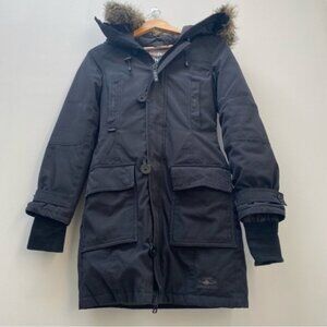 Aritzia TNA The Bancroft Black Down Filled‎ Slim Fit Parka Women's Size XS